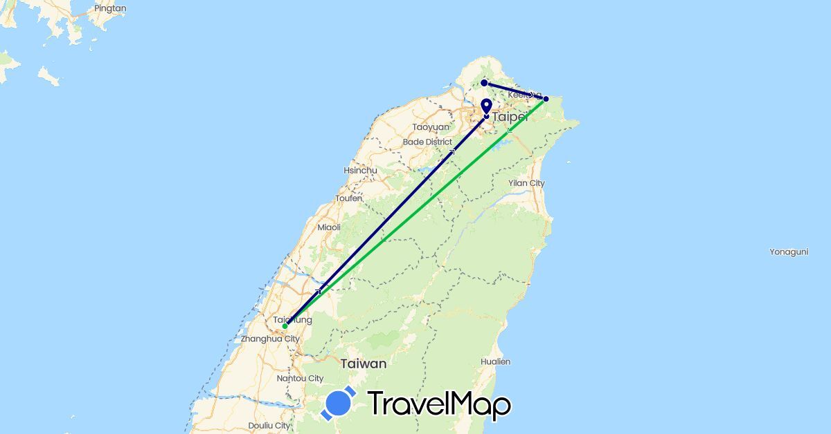 TravelMap itinerary: driving, bus in Taiwan (Asia)
